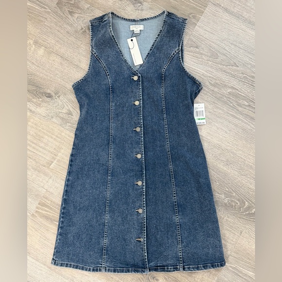 NWT Habitual Women’s Denim Button-Front Mini Dress Large - Picture 2 of 13